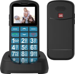4G - Senioren Mobiele Telefoon - Met Oplaadstation + Grote Toetsen - GSM - Mobiel - Ouderen - Big Button - Blauw — thumbnail 2