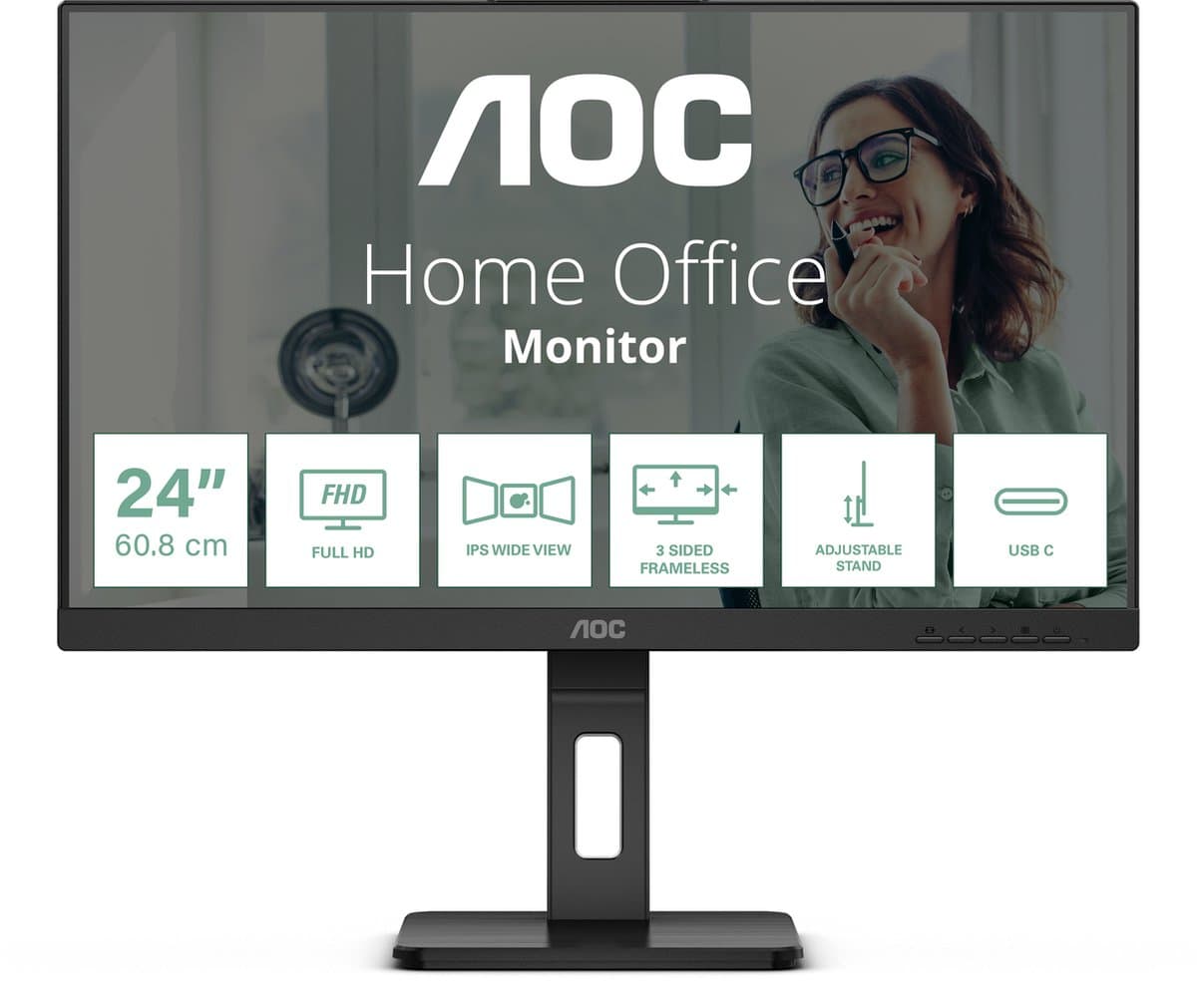 AOC 24P3CV - Full HD USB C Docking Monitor - RJ45 - 24 inch — afbeelding 1