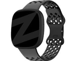 Bandz sport band 'Sport Air' geschikt voor Fitbit Versa 3 / Versa 4 / Sense / Sense 2 - Hoogwaardig siliconen materiaal smartwatch bandje - Perfect voor het sporten - zwart siliconen bandje