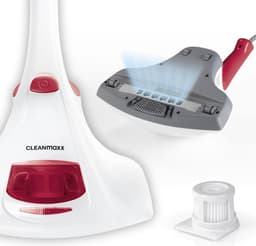 CLEANmaxx huisstofmijt handstofzuiger met UV-C lamp incl. 2 vervangingsfilters - wit/rood — thumbnail 2