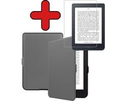 Hoes Geschikt voor Kobo Nia - Met Screenprotector - Luxe E-reader Bescherm Case - Hoesje Book Cover - Grijs