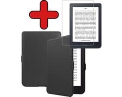 Hoes Geschikt voor Kobo Nia - Met Screenprotector - Luxe E-reader Bescherm Case - Hoesje Book Cover - Zwart