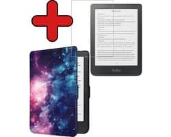 Hoes Geschikt voor Kobo Clara HD - Met Screenprotector - Luxe E-reader Bescherm Case - Hoesje Book Cover - Galaxy