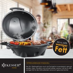 KESSER® Elektrische Barbecue XXL 2in1 Tafelgrill 2400W - Staande BBQ Grill met deksel en Thermometer Grillplaat - Zwart — thumbnail 4