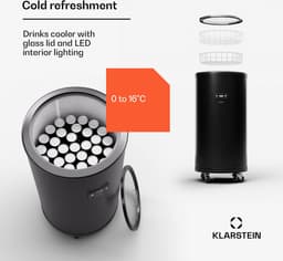 Klarstein Wijnkoeler Beersafe L koelkast met LED-display, roestvrijstalen koelkast voor binnen en buiten, drankkoelkast, wijnkoelkast, 75 liter koelkast met 360° zicht, 0-16°C - 46 cm - voor Bar - Temperatuurregeling - Wijnklimaatkast — thumbnail 5