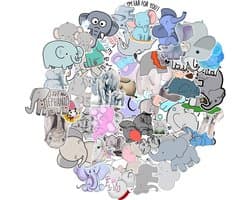 Olifanten Stickers | 50 stickers - voor laptop, ipad, kinderkamer, schrift, muur etc. Geschikt voor kinderen