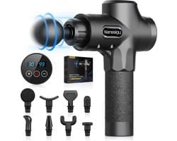 Massagepistool massage gun, Deep Tissue 30 snelheden, 2500 mAh spiermassageapparaat, fasciaristool met 8 massagekoppen voor spierpijn en spanningen in de rug