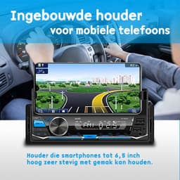 arash® Autoradio met Ingebouwde Telefoonhouder - Bluetooth - USB, AUX en Handsfree - Afstandsbediening - Enkel DIN Auto Radio - ingebouwde Microfoon — thumbnail 4