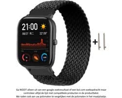 Elastisch Nylon Horlogebandje -Geschikt voor 22 mm Smartwatches - Zwart