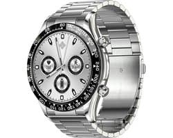 Darenci Smartwatch Superior Pro - Smartwatch heren - Activity Tracker - Touchscreen - Bluetooth bellen - Bluetooth muziek - Stalen band - Heren - Horloge - Stappenteller - Bloeddrukmeter - Verbrande calorieën - Zuurstofmeter - Waterdicht - Zilver