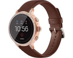Leer bandje geschikt voor Fossil Gen 5e 42mm & Fossil Gen 6 42mm - Leren bandje geschikt voor 18mm Fossil smartwatch horlogebandje - Met gesp - Zwart