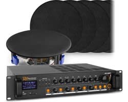 4-zone geluidsinstallatie met versterker met Bluetooth en 12 zwarte plafondspeakers (6'') - 100V