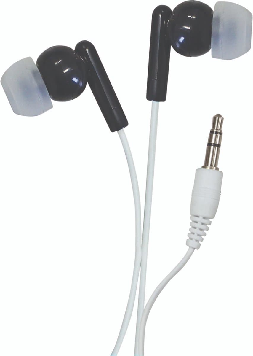 SoundLAB stereo in-ear earphones / zwart/wit - 1,2 meter — afbeelding 1