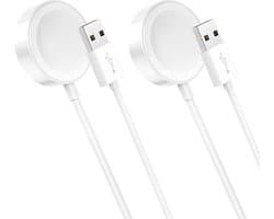 2x Lange Opladerkabel - Geschikt voor Apple Watch Serie - Oplader voor de iWatch - 2 Meter - Wit