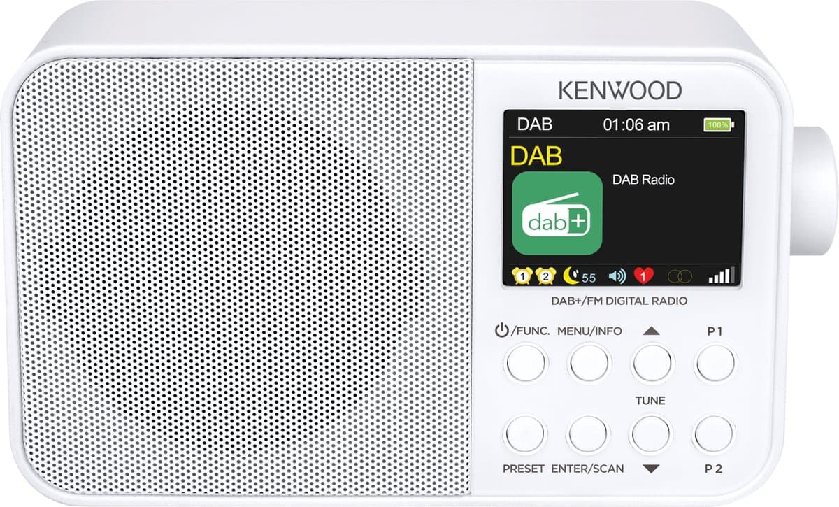 Kenwood CR-M30DAB DAB+ Radio - Interne accu - Wit — afbeelding 1