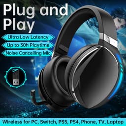 Woegel UG-06 draadloze Gaming headset – Hooftelefoon/Koptelefoon – met Microfoon – Noise Cancelling – geschikt voor PS4,PS5,PC en Nintendo Switch – zwart — thumbnail 3