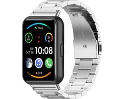 Stalen Smartwatch bandje - Geschikt voor Huawei Watch Fit 2 stalen band - zilver - Strap-it Horlogeband / Polsband / Armband