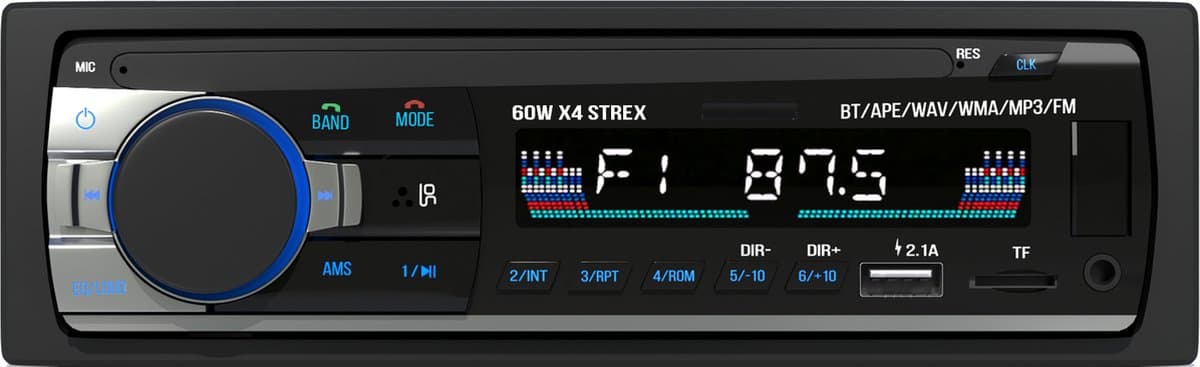 Strex Autoradio met Bluetooth 1 DIN - Voor Alle Auto's - USB AUX en Handsfree Bellen - Met Microfoon en Afstandsbediening — afbeelding 1