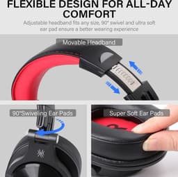 OneOdio Fusion A70 Zwart/Rood – Draadloze Over-Ear Koptelefoon – DJ & Studio – Hi-Res Audio — thumbnail 13
