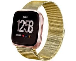 Milanees Smartwatch bandje - Geschikt voor  Fitbit Versa / Versa 2 Milanese band - goud - Maat: S - Horlogeband / Polsband / Armband