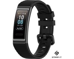 Siliconen Smartwatch bandje - Geschikt voor Huawei band 3 / 4 Pro silicone band - zwart - Strap-it Horlogeband / Polsband / Armband