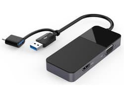 NÖRDIC DOCK-132 Dockingstation USB-C naar HDMI 4K, VGA - Voor MacBook M1 - MST-functies en spiegel - Zwart