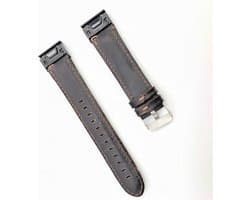 Leren bandje leer geschikt voor Garmin Fenix 5 - Plus & Sapphire - Fenix 6 - Pro & Sapphire - Garmin Fenix 7 / 8 - 47mm / E - Garmin Epix Gen 2 - Quickfit 22 / 22mm band voor Garmin smartwatches - Horlogebandje - Polsband - donker bruin