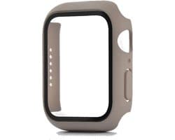 Hoesje geschikt voor Apple Watch 44MM - Hardcase - Screenprotector - Kunststof - Taupe