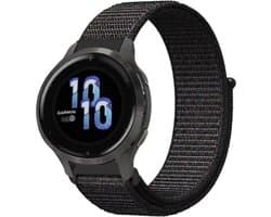 Strap-it Nylon Bandje – Zwart – Ademend & lichtgewicht stoffen smartwatch bandje met klittenbandsluiting – geschikt voor Garmin Vivoactive 4s / Vivomove 3s / Venu 2s / Venu 3s / Venu 4s