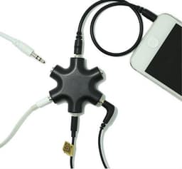WiseGoods - Premium Audio Splitter - Aux Splitter - Koptelefoon Splitter - 6 Ingangen - 3.5mm - Zwart — thumbnail 1