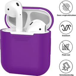 Hoesje - Geschikt voor Apple Airpods 2 - Siliconen Hoes met Clip - Silicone Case Cover - Paars — thumbnail 2