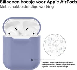 Hoesje - Geschikt voor Apple Airpods 1 - Siliconen Hoes met Clip - Silicone Case Cover - Lila — thumbnail 3