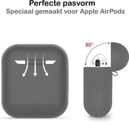 Hoesje - Geschikt voor Apple Airpods 2 - Siliconen Hoes met Clip - Silicone Case Cover - Grijs — thumbnail 4
