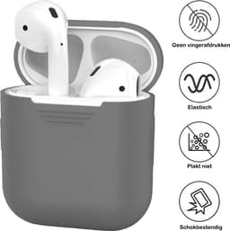 Hoesje - Geschikt voor Apple Airpods 2 - Siliconen Hoes met Clip - Silicone Case Cover - Grijs — thumbnail 2