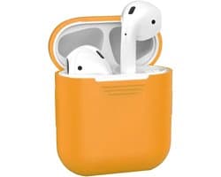 Hoesje - Geschikt voor Apple Airpods 1 / 2 - Siliconen Hoes met Clip - Silicone Case Cover - Oranje