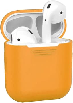 Hoesje - Geschikt voor Apple Airpods 1 / 2 - Siliconen Hoes met Clip - Silicone Case Cover - Oranje — thumbnail 1