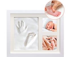 Baby fotolijstje met afdruk in klei - Fotolijst - Kraamcadeau - Kleiafdruk - Mooiste herinneringen aan pasgeborene - 23cm x 28cm