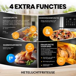 Sinaopus XXL Airfryer & Mini Oven in één – 12L Extra Grote Capaciteit – Inclusief 4 Accessoires – 12 Voorgeprogrammeerde Functies – LED Display – Makkelijk te Reinigen — thumbnail 9