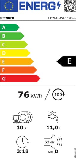 Heinner HDW-FS4506DSE++ Vrijstaand Vaatwasser – 10 Couverts – 6 Programma’s met Extra Droogoptie – LED Display – AquaStop – Kinderslot – Zilver – 5 Jaar Garantie — thumbnail 2