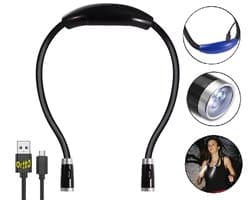 Ortho® - Flexibel LED Leeslampje - Neklamp - Noodpakket - USB Oplaadbaar - Werklamp - E-reader leeslamp - Leeslampje voor Boek - Draadloos - Handsfree - Hug light - Zwart