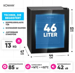 Bomann KSG 7291 - Barmodel koelkast - Glazendeur - 46L — thumbnail 4