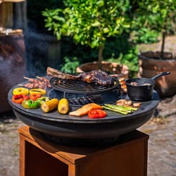 RJRoyal Living BBQ Plancha Grill Hermano XXL Blackline Cortenstaal - Met pook en houtopslag Ø80cm 8mm — thumbnail 3