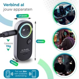 Caliber Airbuddy Pro Bluetooth Receiver & Bluetooth Transmitter - 2 in 1 - Gebruik je eigen draadloze koptelefoon in het vliegtuig - Bluetooth Ontvanger & Bluetooth Zender (PMR206BT) — thumbnail 4