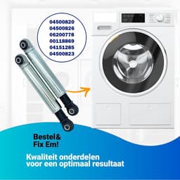 2X Fixem schokbreker geschikt voor Miele, Bosch en Suspa 4500820, 4500826, 4500823, 4500824, 4500825, 4500826, 118869 - 8mm - 120N — thumbnail 5