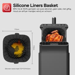 Turbotronic AF-500D - Dubbele Airfryer - 11L - Airfryer XXL - Heteluchtfriteuse - Dual Heating - 50ºC tot 200ºC - 6 Kookprogramma's - Zwart — thumbnail 6