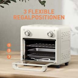 ZYLARO mini Airfryer oven - Vrijstaande Elektrische Oven - AirFryer, Bakken, Grillen en meer - 10 Liter - 1000 Watt - Vintage crème wit — thumbnail 2
