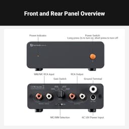 Fosi Audio Box X5 Phono Voorversterker voor Platenspeler - 4-niveau instelbare gain 38/48/56/66 dB met RCA — thumbnail 3