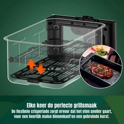 Luxe Dubbele Airfryer – Heteluchtfriteuse – Duo Airfryer – 10 Programma's – 2 Onafhankelijke Kookzones – XXL Design – 2400W – LED Display – Zwart — thumbnail 6