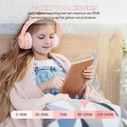 StayPowered Kinder Bluetooth Hoofdtelefoon - Perfect voor School & Reis - Veilig Volumeniveau - Heldere Geluidskwaliteit - met LED - Draadloos & Bekabeld - Versterkt Materiaal - Lange Batterijduur - Roze - Levering Sneller dan Aangegeven! — thumbnail 3