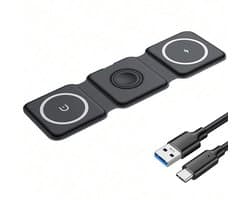 QI lader. 3 in 1 Magnetische draadloze opvouwbare snel lader QI. Geschikt voor oa. Apple en Samsung